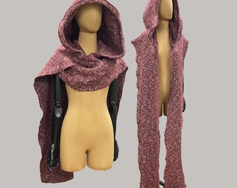 Cape mit übergroßer Kapuze. Kapuzenschal, rotes Halstuch, große Kapuze, Unikat, große Kapuze, Larp, Kostüm Mittelalter, Festival