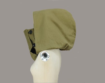 Green hooded cowl, Victorian XXL hood, oversized  scoodie, black hooded scarf, upcycled rib cord, organic cotton, woodland, medieval