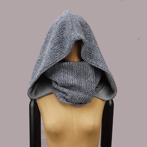 Sudadera con capucha XXL, azul marino con bufanda, reciclada, extragrande, de cuento de hadas, de algodón orgánico y lana.