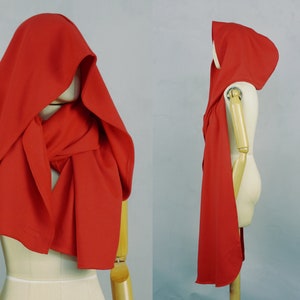 Red Nomad hooded scarf, oversized XL shawl, organic cotton, festival clothing, large hood, sweater hoodie, wanderer, post apocalyptic