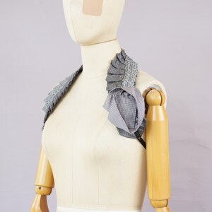 Necktie shoulder wrap, Victorian inspired, silver grey, upcycled, eco friendly