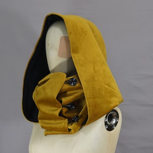 Fairytale hood, Ocker, Hooded cowl, Victorian XXL hood, scoodie, hooded scarf, velvet, organic cotton,  larp, Oversized medieval hoody