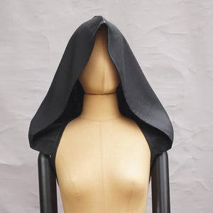 Black linen oversized hood with ribbon,  victorian,  XXL hooded, big hood, sun protector, Larp, festival, dance performance, belly dance