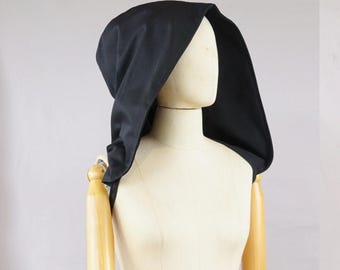 Black oversized hood, detachable hooded scarf, victorian XXL hood with ribbon big hood, gothic, larp, festival, hoodie