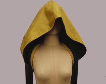 Hood with ribbon, oversized stage outfit hooded,  Medieval hoody, XXL Victorian with ribbon, large hooded scarf,  pixie, Larp, costume
