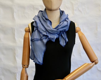A-symmetrical OOAK jersey scarf, lavender blue, organic cotton, Unique chaos, patchwork woman, wrap, hippie, yoga , boho, upcycled