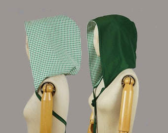Victorian XL hood, OOAK single, vintage green, big hoody, oversized, hooded scarf, Larp, festival, separate, pixie, reversible, , upcycled
