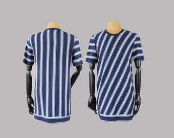 Extra langes Unisex Shirt, Größe S-M, gestreiftes Oberteil, Upcycling T-Shirt, Einzelstück, Casual, Shirtkleid, recycled