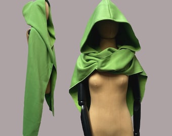 Grüner Nomaden Kapuzenschal, oversized XL, Bio Baumwolle, Festival Kleidung, große Kapuze, Hoodie, Wanderer, Post Apokalypse