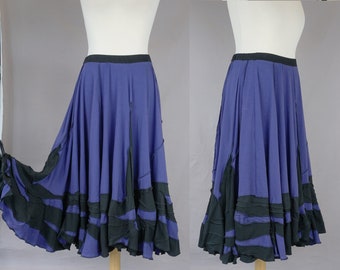 Sculpture long skirt, Size XL- XXL, wide patchwork  woman, knee length, organic, asymmetrical, OOAK, hippie, serger seams, gothic, artistic