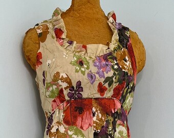 Vintage 1970 Floor Length Floral Bohemian Style Dress by Patty O'Neil