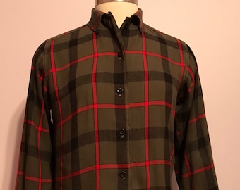 MV020 Vintage 1950's Burgundy Rayon Gabardine Shirt. Size X Large