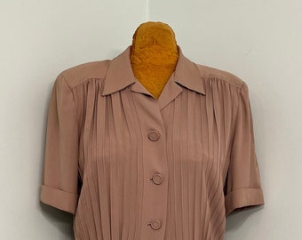 1940 Vintage Gabardine Day Dress~Secretarial Style~Mid-Century Fashion