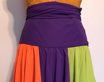 Vintage 1990 Asymmetrical Street Skirt~Multi-colored~Conversion top~Recycled~Reclaimed~City Chic