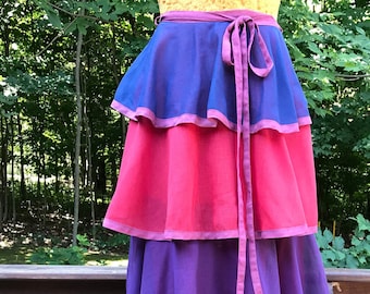 Vintage 1980 Bohemian Indian Gauze Ruffled Skirt~Rockabilly~Lounger~Party~Prairie