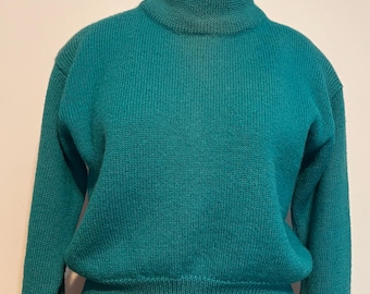 1960 Vintage Turquoise Meister Label Ski Sweater~Made in Hong Kong~Classic Style