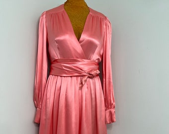 Vintage 1980 Barbie Pink Molly Parnis Boutique New York Designer Wrap Dress~Size 8
