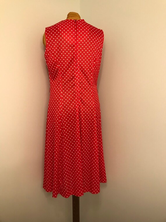 Vintage 1970 Red and White polkadot two-piece dre… - image 4