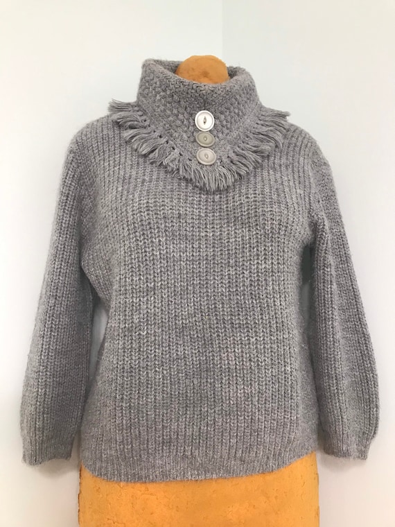 Vintage 1950 Grey Pullover Sweater with a Roll Nec