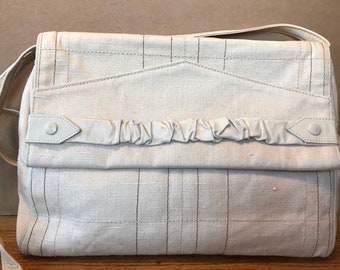 Vintage 1980 Canvas and Leather Shoulder Handbag~Purse~Made is Italy Barbara Bolan Studio