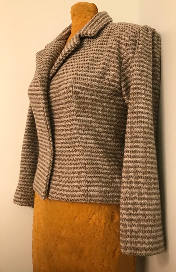 Vintage 1970s Gray and Brown Wool Tweed Tailored … - image 3