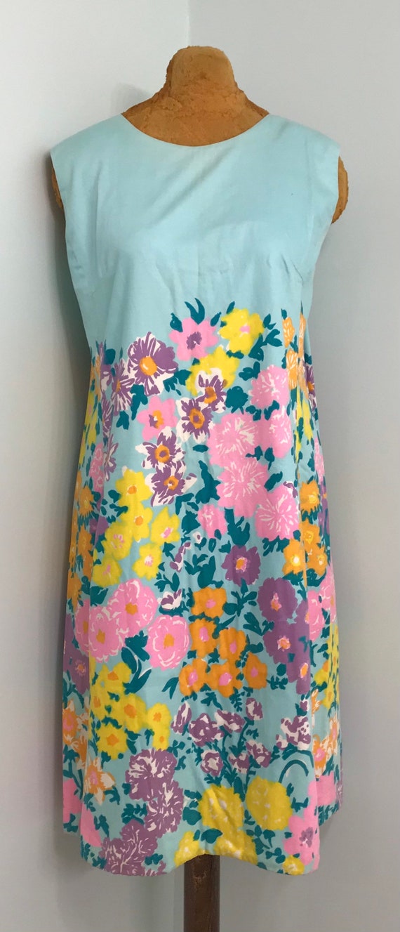 Vintage 1960 Floral Shift~Sun Dress~Beachwear~Sum… - image 1