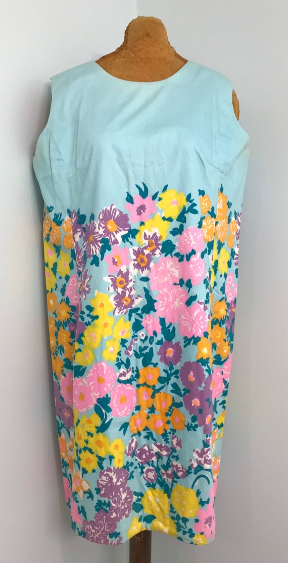 Vintage 1960 Floral Shift~Sun Dress~Beachwear~Sum… - image 3