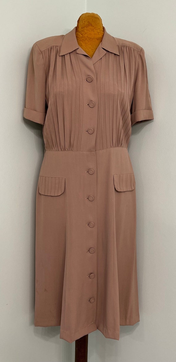 1940 Vintage Gabardine Day Dress~Secretarial Styl… - image 1