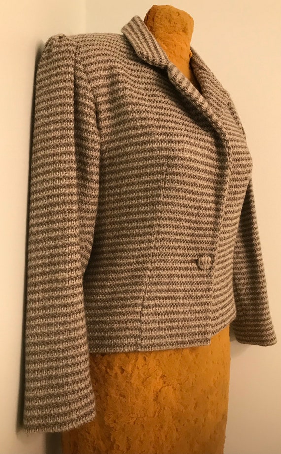 Vintage 1970s Gray and Brown Wool Tweed Tailored … - image 4