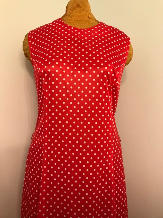 Vintage 1970 Red and White polkadot two-piece dre… - image 3