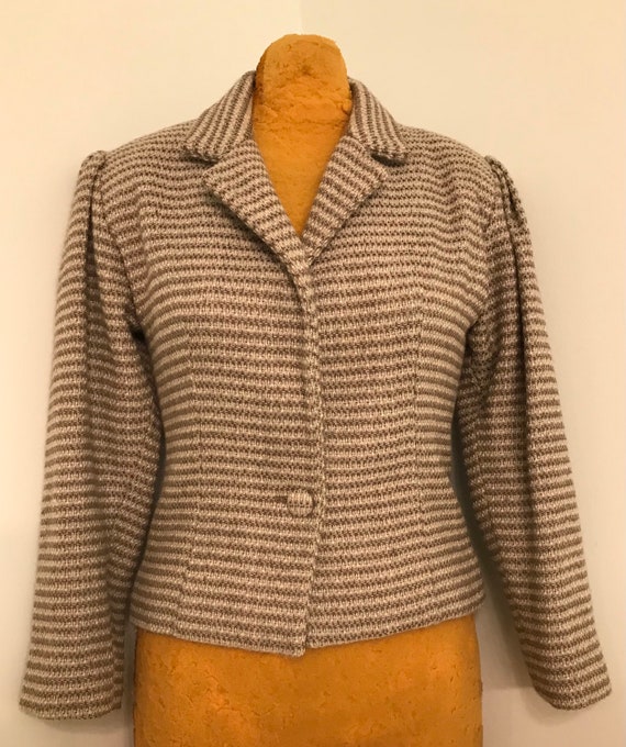 Vintage 1970s Gray and Brown Wool Tweed Tailored … - image 1