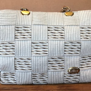 Vintage 1980 Creazioni Alma Hecho en Italia Bolso de lona tejida Bolso bolso Reciclaje Reclamación