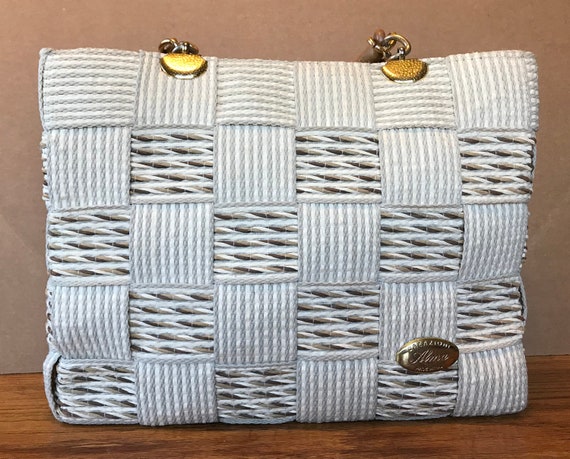 Vintage 1980 Creazioni Alma Made in Italy Woven Canvas Bag Purse  