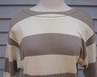 Vintage 1980 Wide Stripe Cotton "Hang Ten" Dress~Large~Made is USA