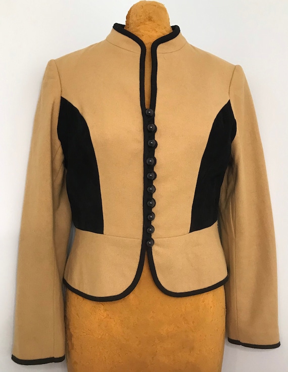 Vintage 1970 Lucie Linden Label Beige with Black … - image 1