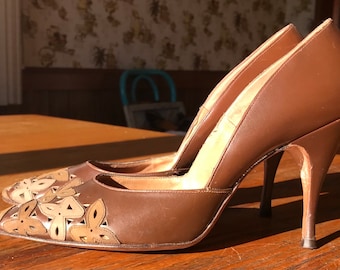Vintage 1960s Leather High Heel Shoes: Avant Garde Marquise Size 7