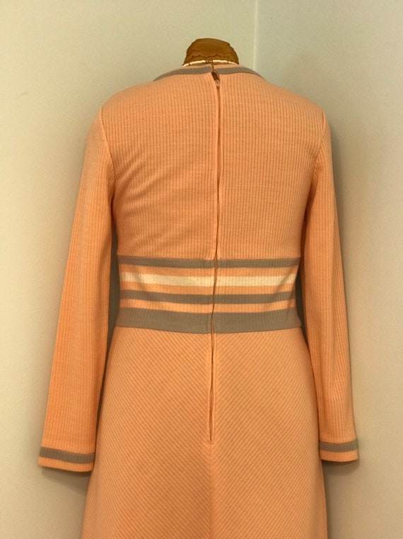 Vintage 1970 R&K Knits Full Length Peach Colored … - image 7