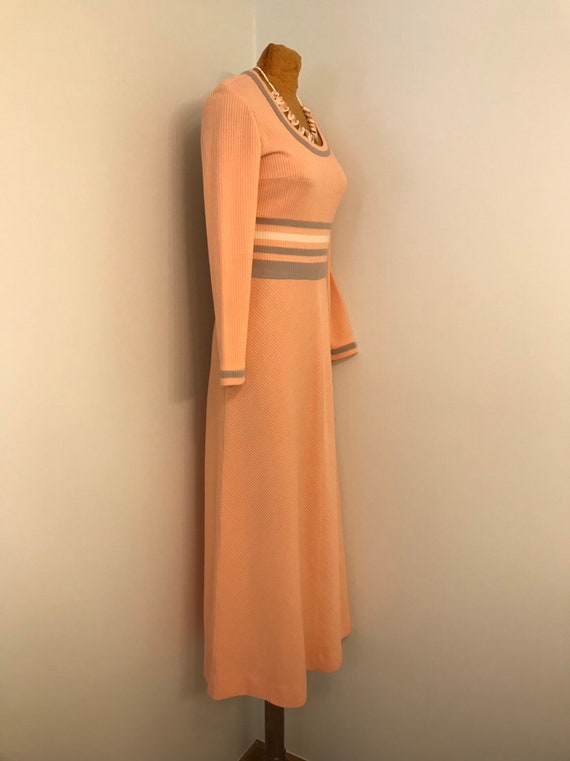 Vintage 1970 R&K Knits Full Length Peach Colored … - image 3