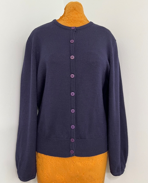 1980 Christian Dior Navy Blue Cardigan Sweater~Des