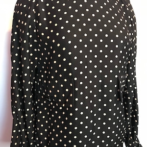 Vintage 1980 Galanos Martha Black with White Polka Dots Designer Blouse~Top~