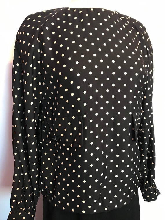 Vintage 1980 Galanos Martha Black with White Polka