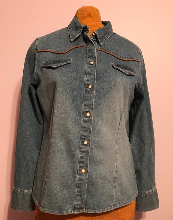 Vintage 1970 Western Design Denim Shirt~Recycled~C