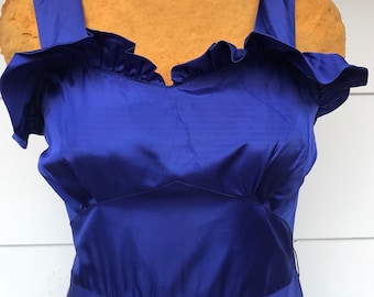 Vintage 1930 Royal Blue Evening Gown~Prom~Party~Wedding~Chic Statement Gown~Custom Made