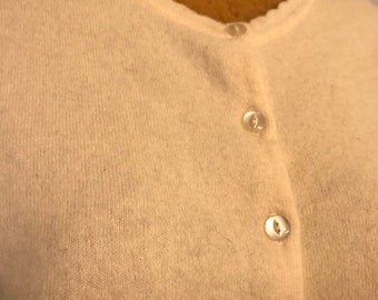 Vintage 1950 Winter White Wool Cardigan Sweater~Sassy~Sweet