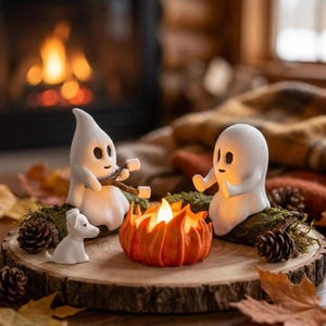 Lampe LED Fantôme Feu de Camp · Décoration d'Halloween Effrayante · Figurine Fantôme Mignonne · Veilleuse d'Halloween · Ornement Scène Hantée