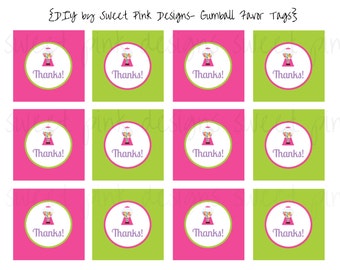 Printable Favor Tags- Gumball Party Collection