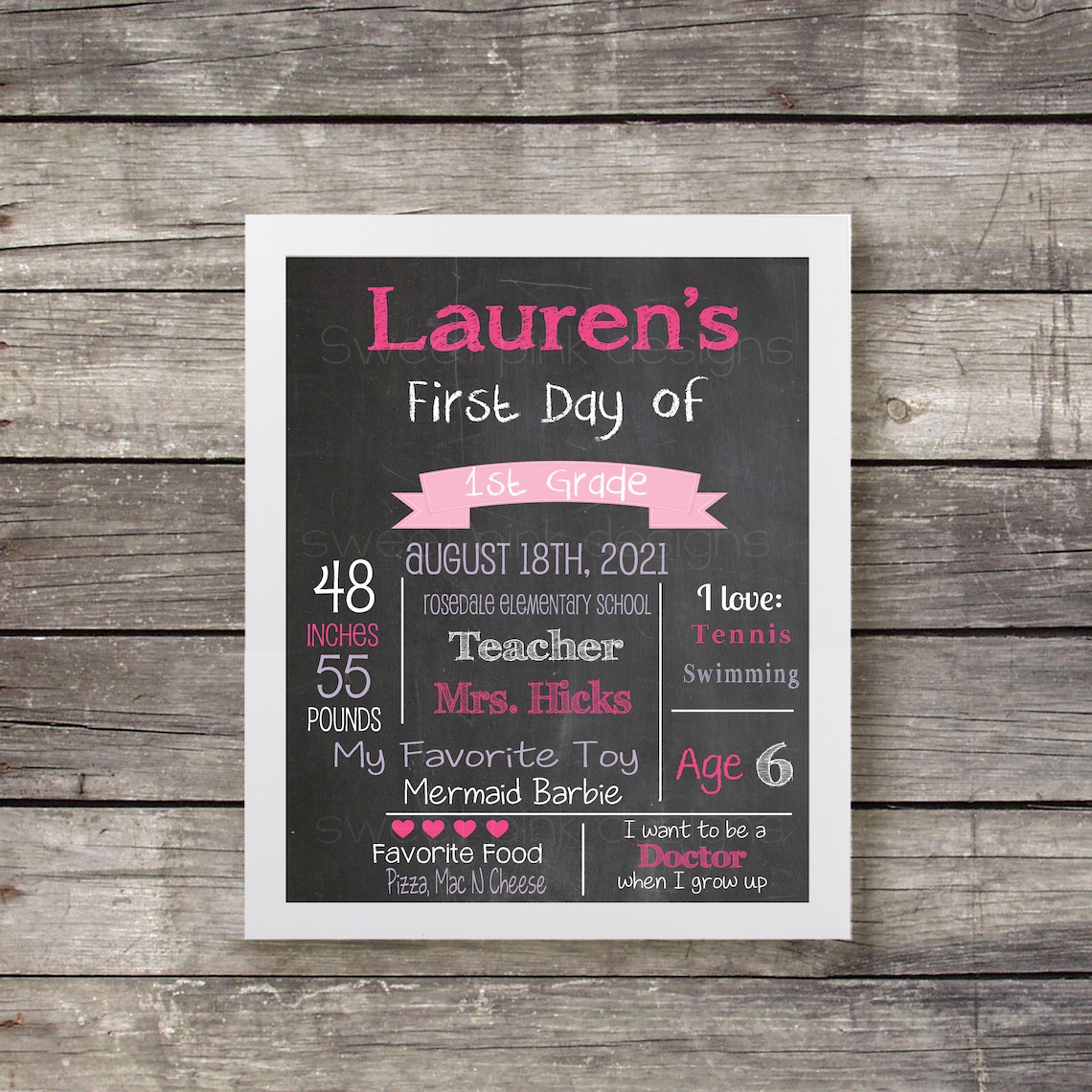 Chalkboard First Day of School Printable - Etsy