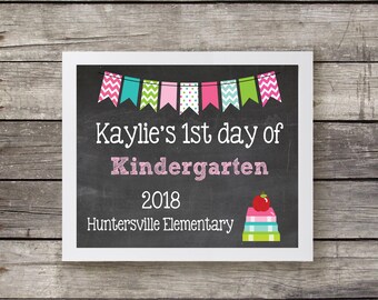 Chalkboard 1st day of School Sign Pink