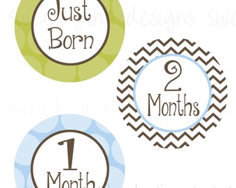 Baby Boy Month Stickers