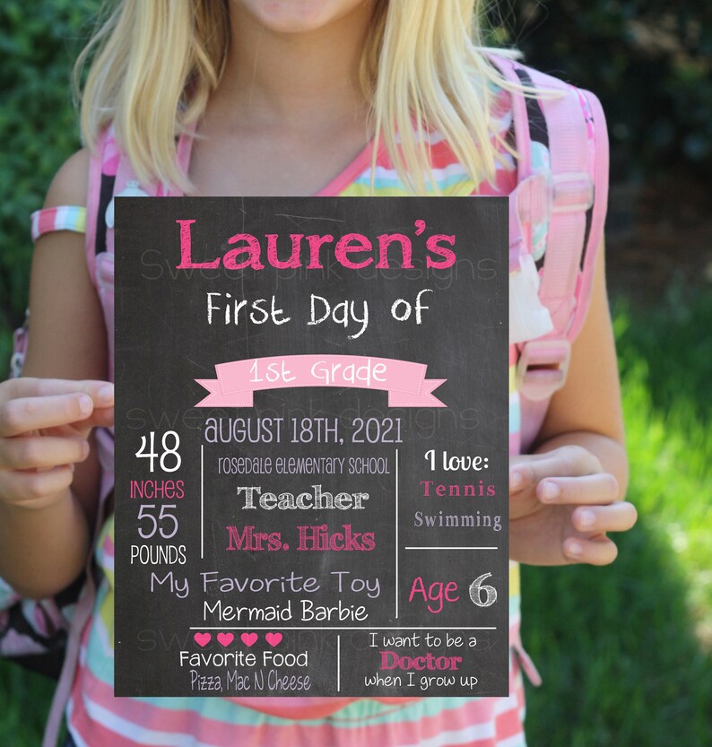 Chalkboard First Day of School Printable Etsy